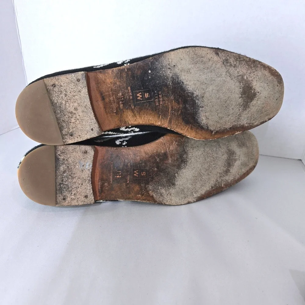 Stubbs & Wootton Loafers Size 11 Black Needlepoint Skull Crossbones  #1166